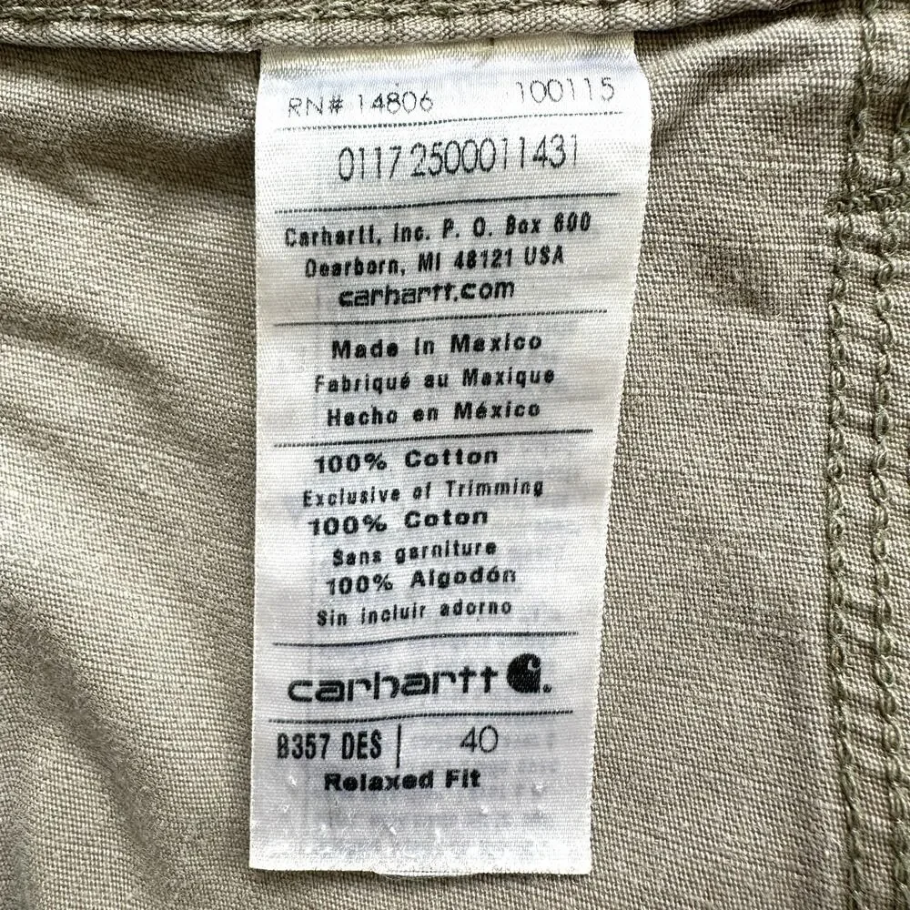 Carhartt Beige Carpenter Ripstop Utility Work Shorts Size 40